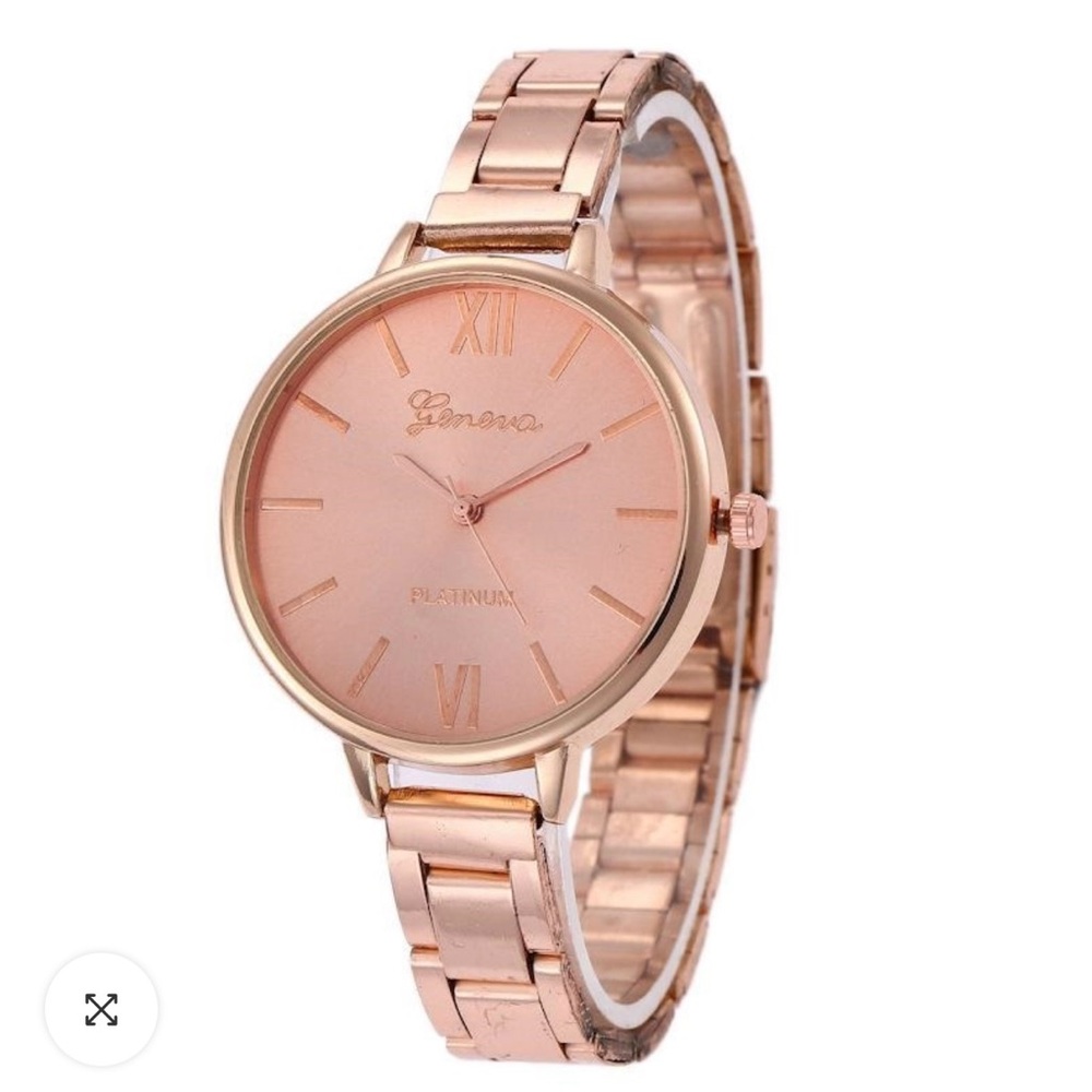 Geneva Analog Watch Rose Gold Metallic Slim Wristwatch Analog Stainless Steel Wo